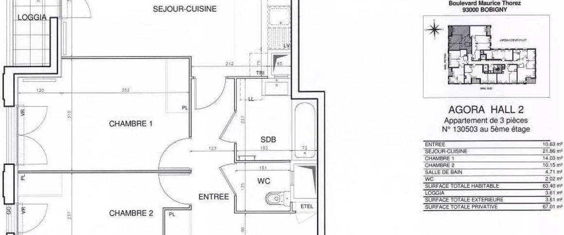 location Appartement T3 DE 63.5m² À BOBIGNY - Photo 1