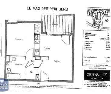 Appartement à louer 2 pièces 42.28m² - Photo 1