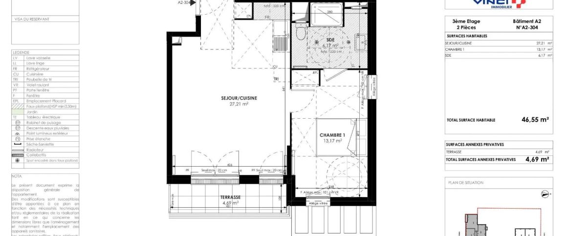 Appartement à louer 2 pièces 46.55m² - Photo 1