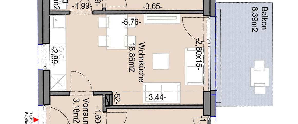 Geförderte Neubauwohnung mit Balkon im 1. Stock - Foto 1