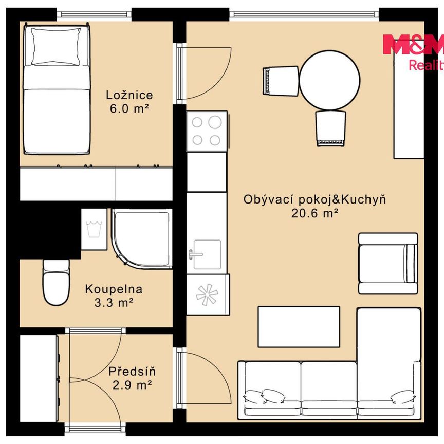 Pronájem bytu 2+kk 34 m² - Photo 1