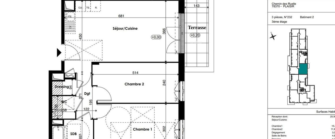 location Appartement T3 DE 63.59m² À PLAISIR - Photo 1