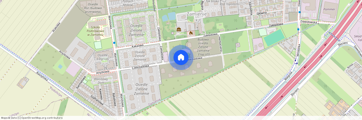 Czekoladowa, Zakłady Zamienie, Lesznowola, piaseczyński, mazowieckie