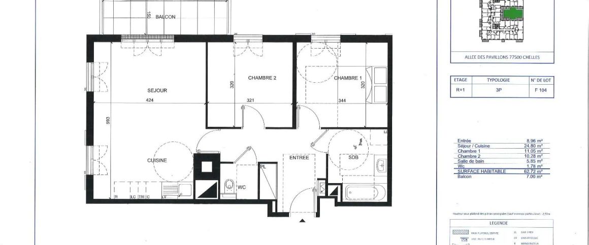 Appartement à louer 3 pièces 62.72m² - Photo 1