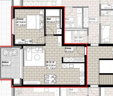 2.5 Zimmer, 56 m² - Photo 2