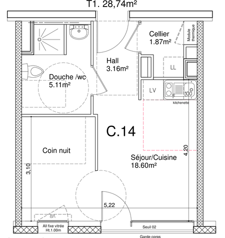T1bis meublé Hauts-du-Chazal Besançon - Photo 5