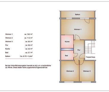 3 Raum Wohnung im Zentrum - Foto 1