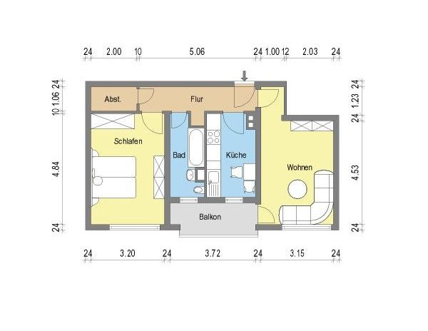 Gut geschnittene 2-Zimmerwohnung mit Balkon - Photo 1