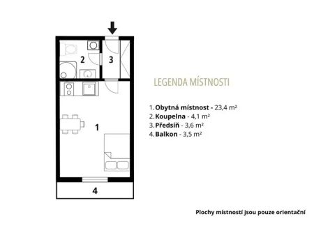 Pronájem bytu 1+kk v novostavbě – Tachlovice, 31,1 m - Fotografie 5