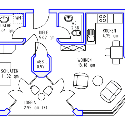 2 Zimmer, Kochnische, Dusche, sep.WC, Loggia, Aufzug, Tiefgarage, EG - Photo 2