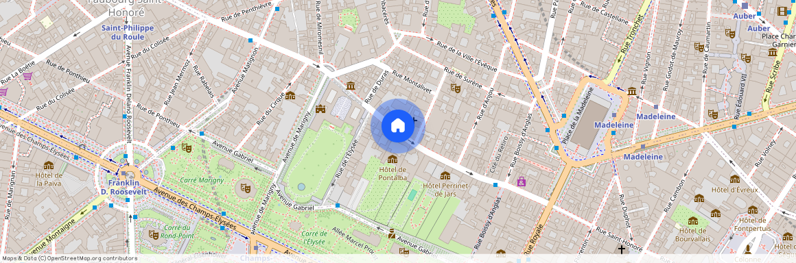 rue du Faubourg-Saint-Honoré entre Avenue Matignon et Avenue de Marigny 75008 Paris (8e arrondissement)