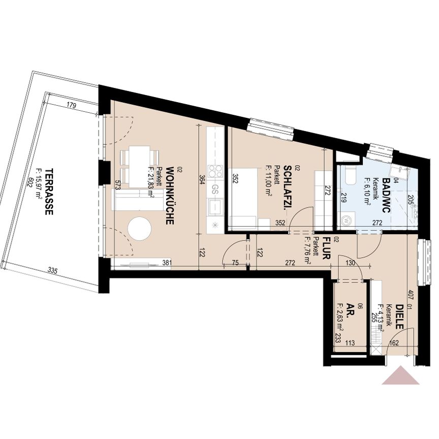 Geförderte Neubauwohnung mit Terrasse im 1. Stock - Photo 1