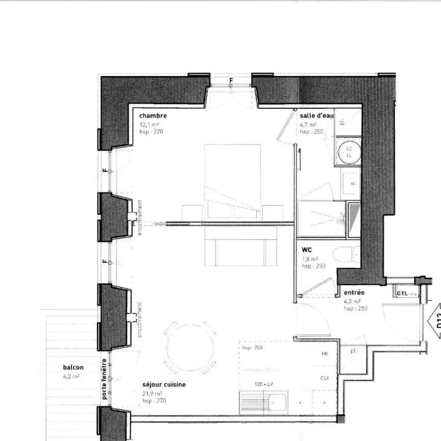 Appartement à louer 2 pièces 44.8m² - Photo 1