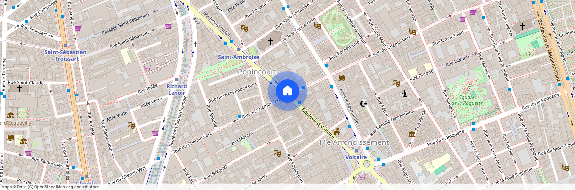 Boulevard Voltaire et Rue du Chemin Vert 75011 Paris (11e arrondissement)