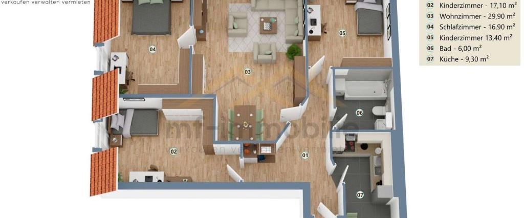 Schöne grosse 4-Raumwohnung 103 m², zentrales großes Wohnzimmer - Photo 1