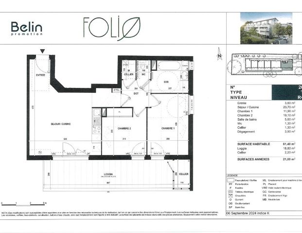Appartement 3 pièces – 61 m² - Photo 1