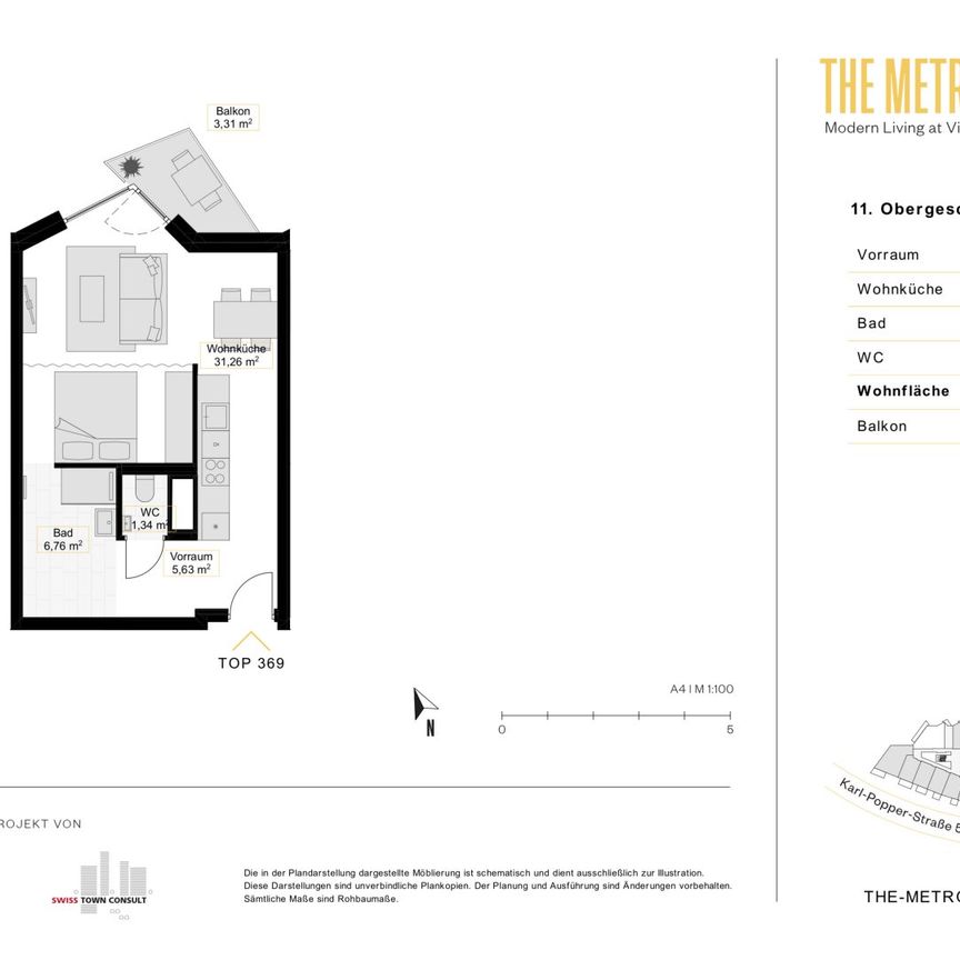 THE METROPOLITAN - Modern Living im belebten Sonnwendviertel! Singlewohnung mit Ausblick! - Foto 1