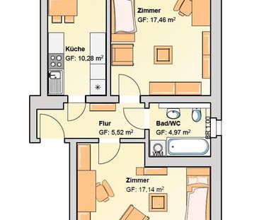 2 Raum Wohnung in Leubnitz im 1. OG - Photo 2