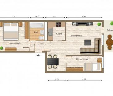 Wohnung, 3 Zimmer (56,39 m²) - Photo 6