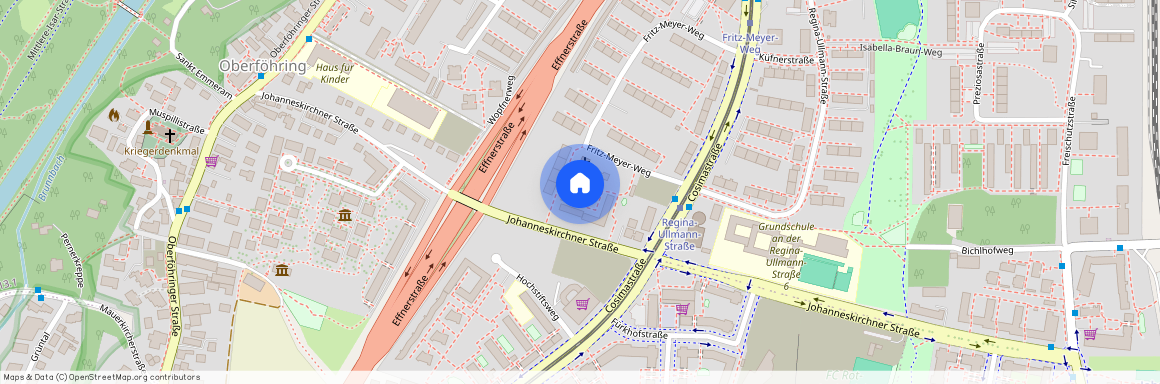 Fritz-Meyer-Weg, 81925 München Oberföhring ca. 5, 2 km north-east of Munich-center