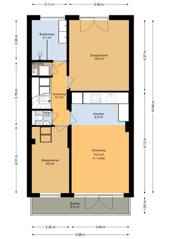 Appartement te huur: Kribbestraat 26-3 1079 WS Amsterdam - Foto 2