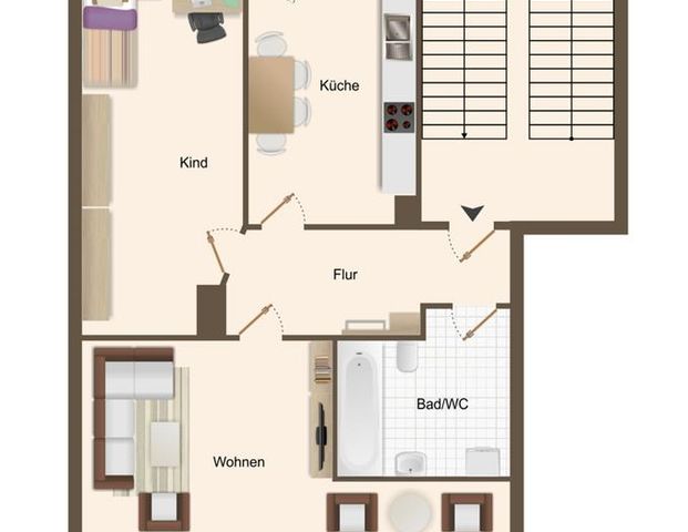 Helle 2-Zimmer-Wohnung in Chemnitz mit Einbauküche, Balkon, Badewanne, Abstellraum und Keller - Foto 1