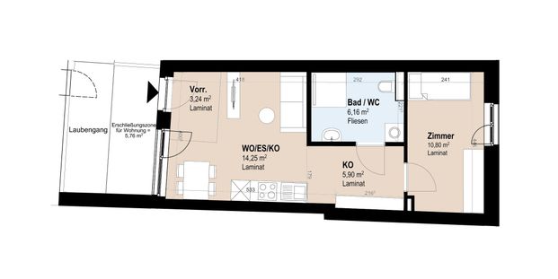 Neubauwohnung im 3. Stock mit 2 Zimmern - Photo 1