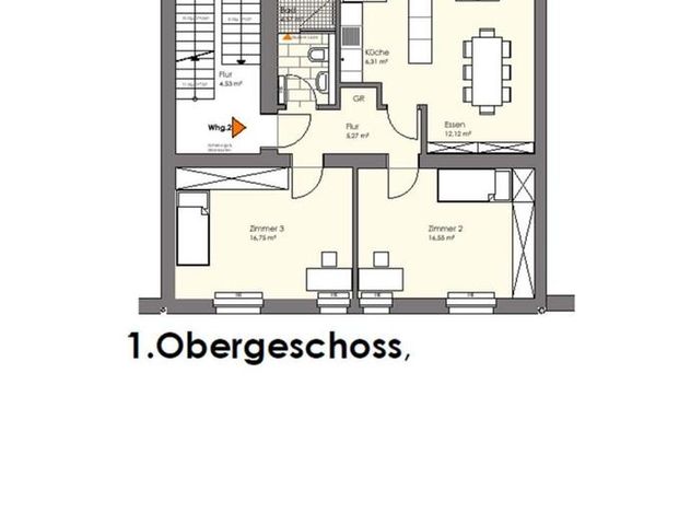 Wohnung, 2 Zimmer, Küche, Ess/Wohnbereich, Bad, Flur, Kellerraum - Foto 1