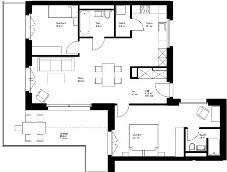 3.5 pièces neuf en attique avec terrasse de 28m2 - C17-403 - Foto 4