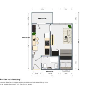 Sofort einziehen und wohlfühlen: Möblierte 2-Zimmer-Wohnung mit Balkon - Photo 3
