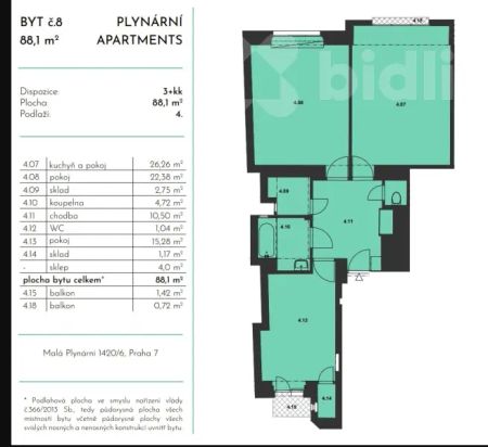 Pronájem prostorného bytu 3+kk, 88 m², Praha 7 - Holešovice, Malá Plynární - Photo 4