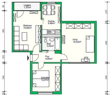 3-Raumwohnung mit großem Kinderzimmer - Foto 1