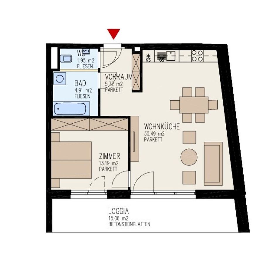 Moderne 2-Zimmer-Wohnung mit großzügiger Loggia und voll ausgestatteter Küche in Linz nähe Wifi zu vermieten! (Top 3) - Foto 1