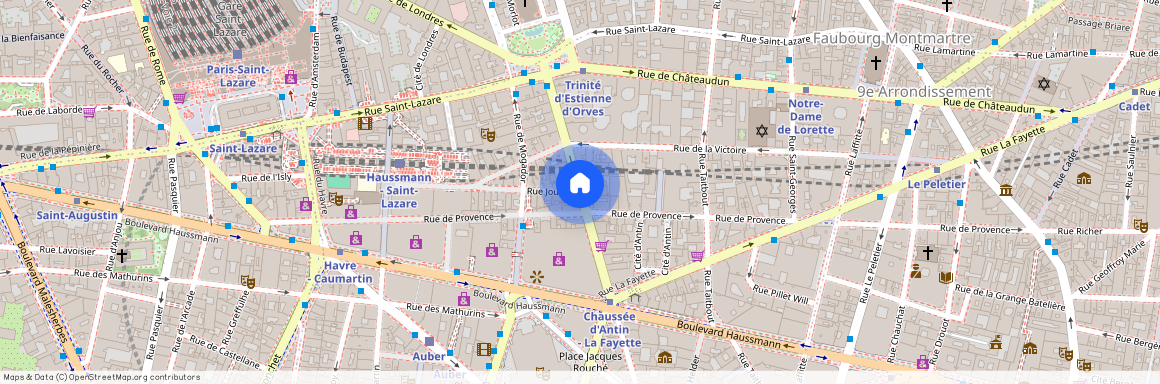 Rue Joubert et rue de la Chaussee d'Antin 75009 Paris (9e arrondissement)