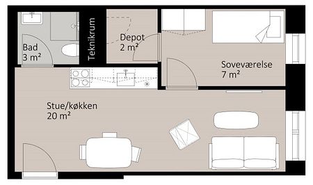 2-værelses studiebolig - Foto 3