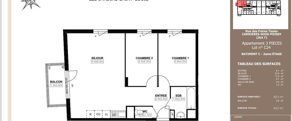 location Appartement T3 DE 60.3m² À CARRIERES SOUS POISSY - Photo 1