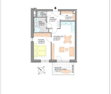 Helle Eckwohnung mit 2 Zimmer - Top 12 - Foto 2