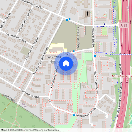 Kemptener Straße, 81475 München Forstenried ca. 9, 7 km south-west of Munich-center