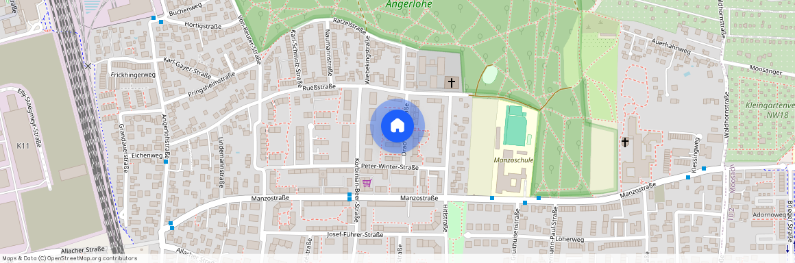 Drachenfelsstraße, 80997 München Untermenzing ca. 9, 1 km north-west of Munich-center