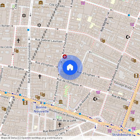 rue d`Enghien entre cour des petites Ecuries et rue du Fauboug St Denis 75010 Paris (10e arrondissement)