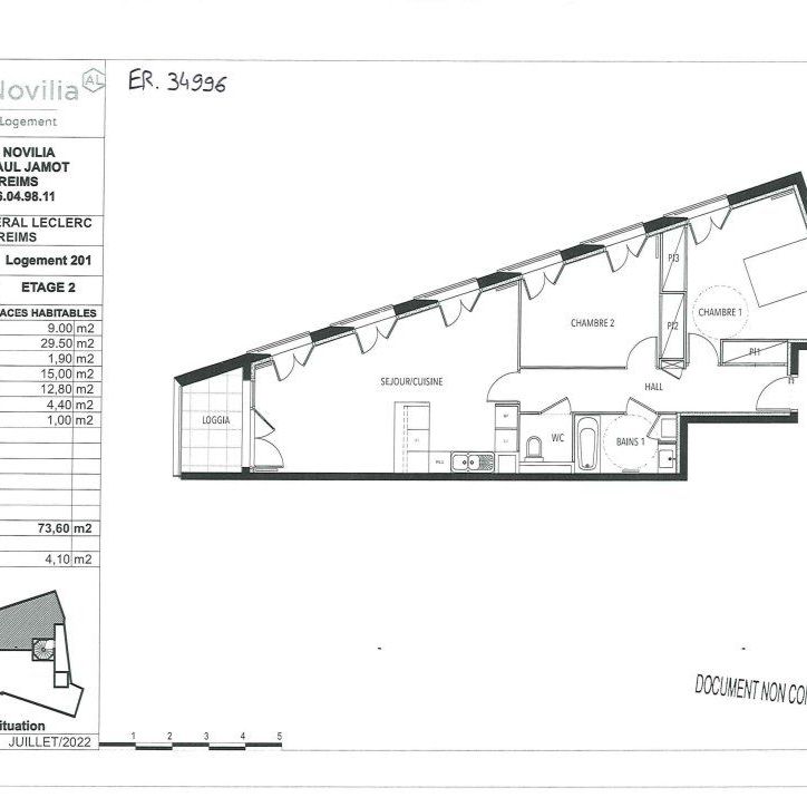 Location appartement T3 73.60m² à Reims (51100) Loyer CC * : 865.68 € Réf : ER.34996 - Photo 1