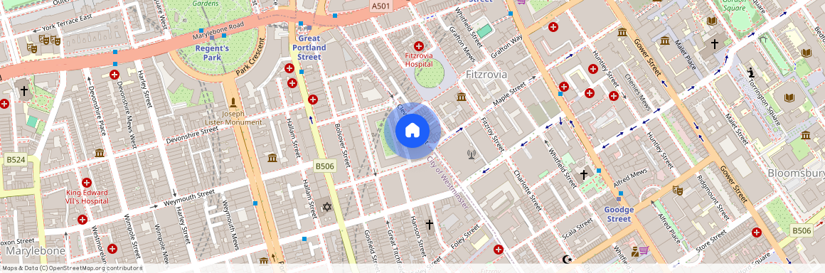 Cleveland Street, Fitzrovia, London, W1T