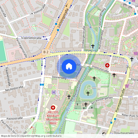 Institutstraße, 81241 München Pasing ca. 9, 3 km west of Munich-center