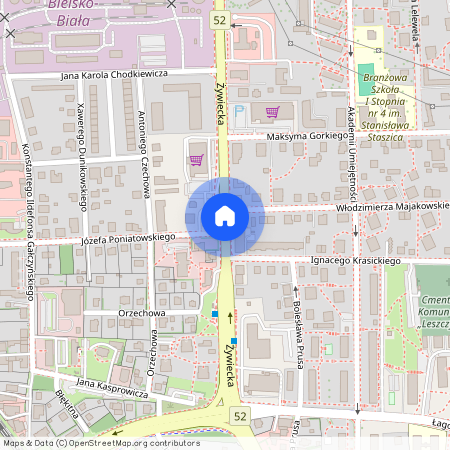 Żywiecka, Bielsko-Biała, Obszary