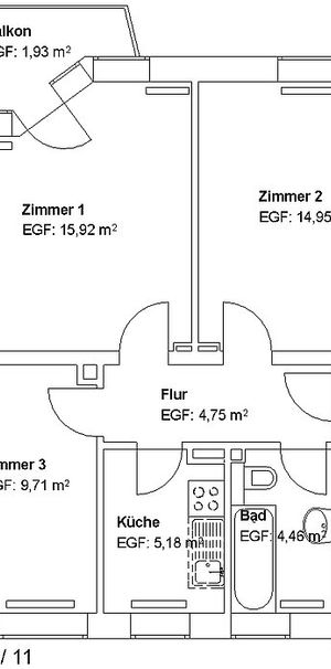 3 ZKB mit Balkon in Oberzwehren! - Foto 2