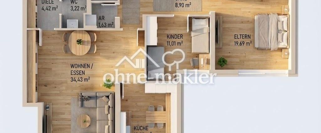 3-Zimmer-Wohnung mit Terrasse, kleinem Garten und offenem Wohn-Essbereich im Untergeschoss - Foto 1