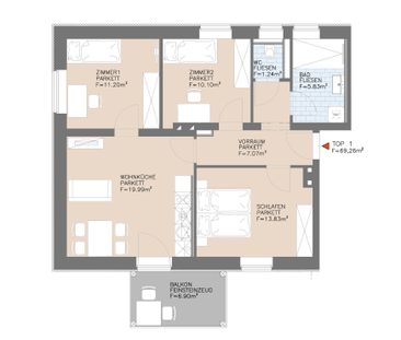 Moderne 4-Zimmer-Wohnung mit Balkon - Photo 1