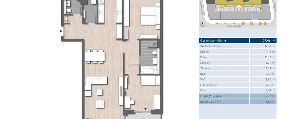 Große 3-Zimmer-Wohnung mit 2 Balkonen - Foto 1