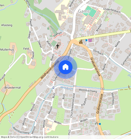 Churzbreitenstrasse **, 9473 Gams, Lageplan