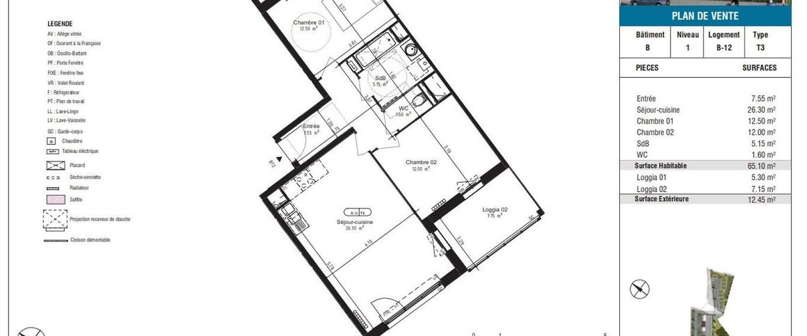 location Appartement T3 DE 65.1m² À LAMBERSART - Photo 1